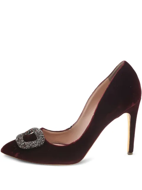 Rupert Sanderson 105mm Malory velvet crystal-embellished pumps