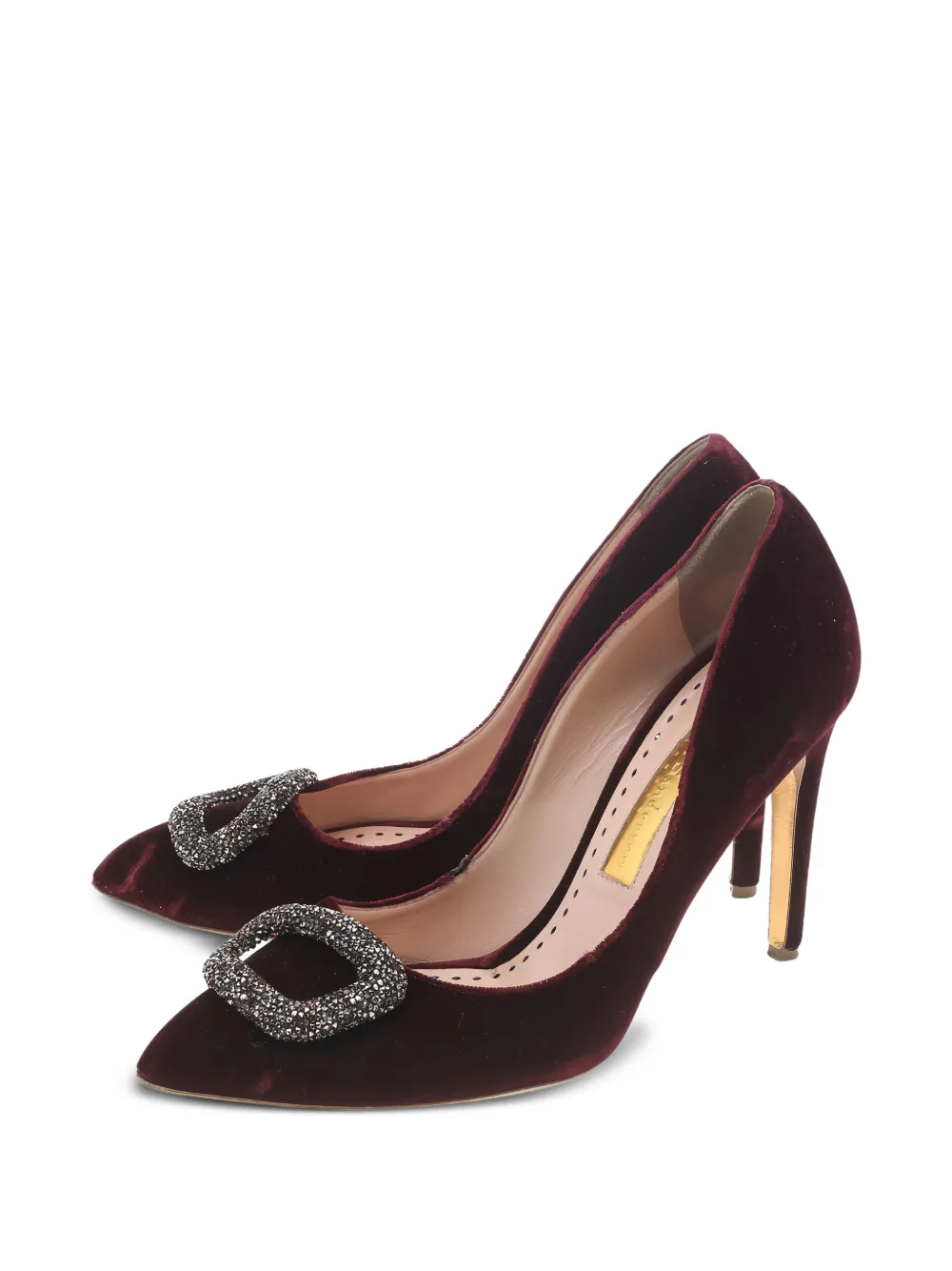 Rupert Sanderson 105mm Malory velvet crystal-embellished pumps | Image 2