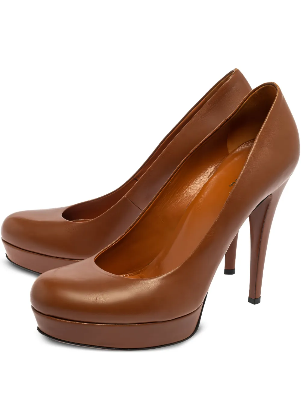 115mm platform leather pumps