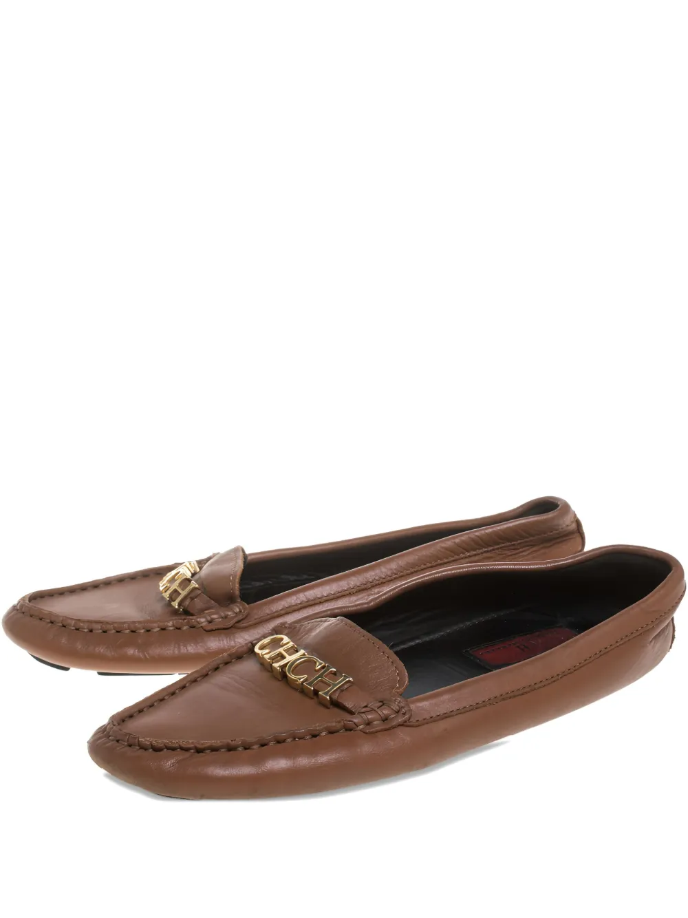 Pre-owned logo-plaque loafers