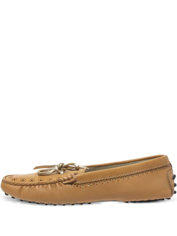 Tod\'s Brown Leather Loafers with Perforated Design Tod main image 3