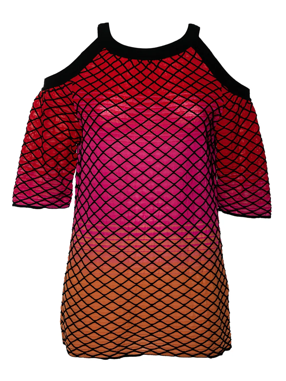 diamond-pattern open-shoulder top