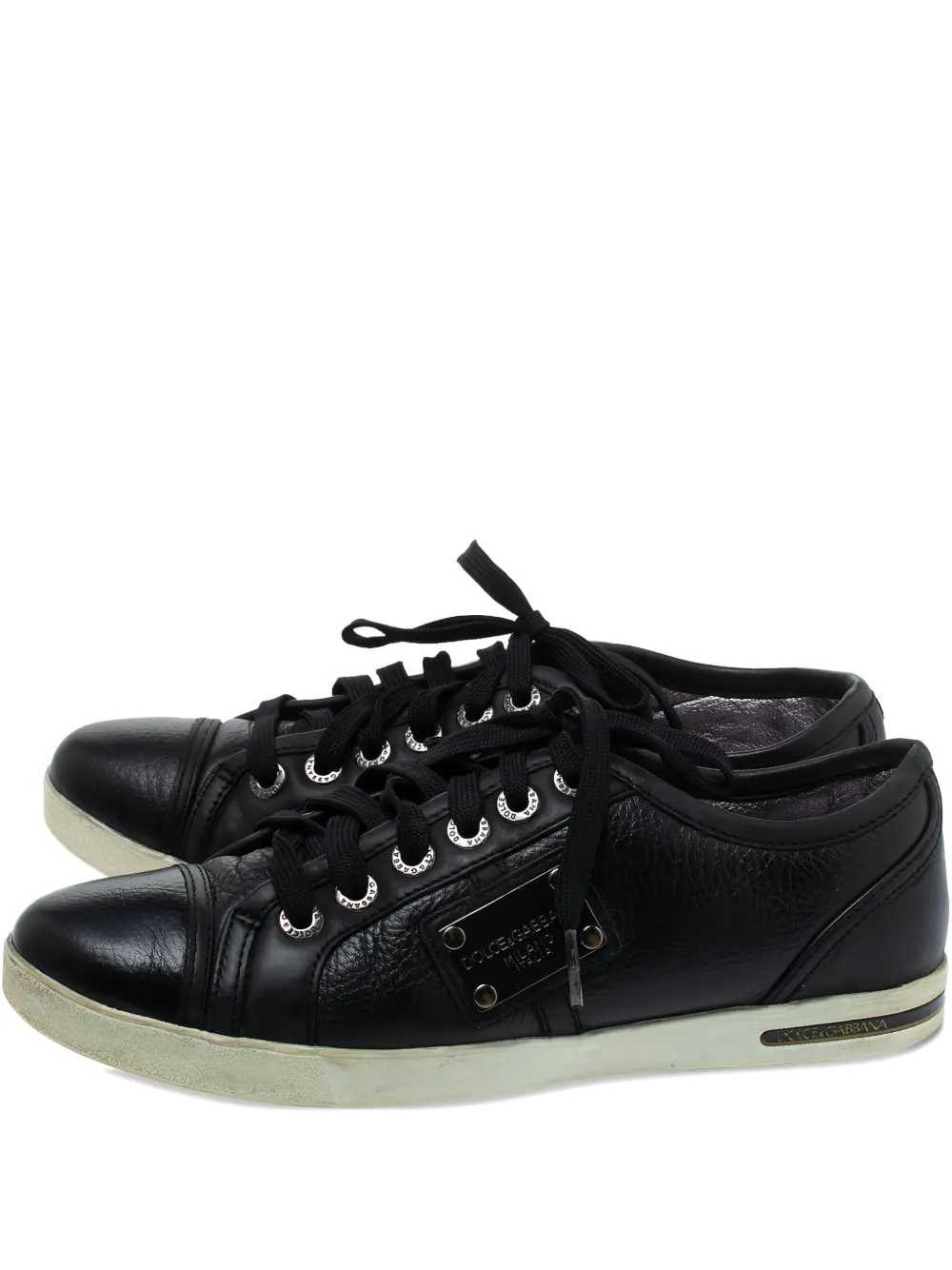 Dolce & Gabbana Pre-Owned leather logo sneakers | Black | Image 1