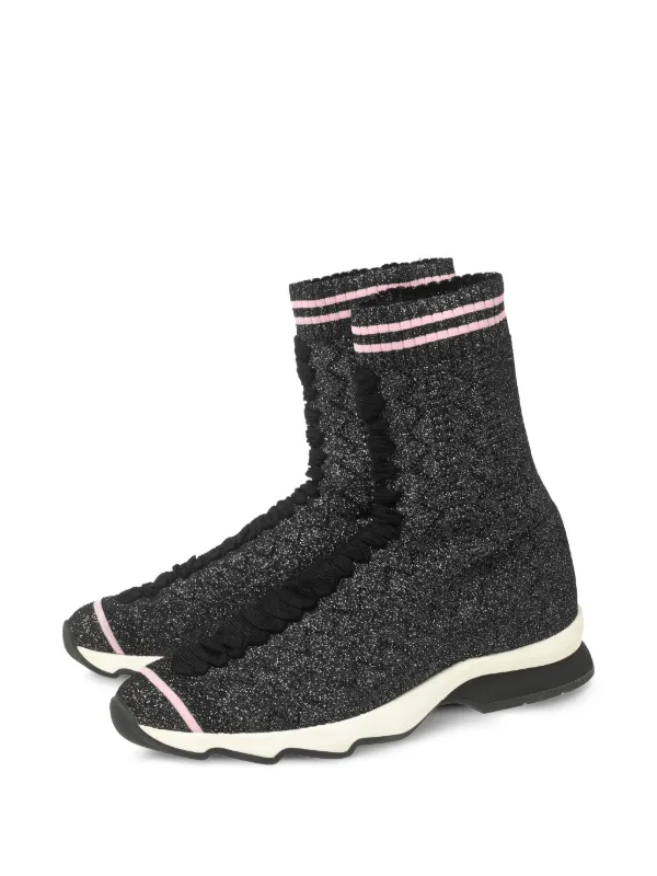 Fendi Pre-Owned sock-style Knitted Sneakers | Black | FARFETCH display picture 2