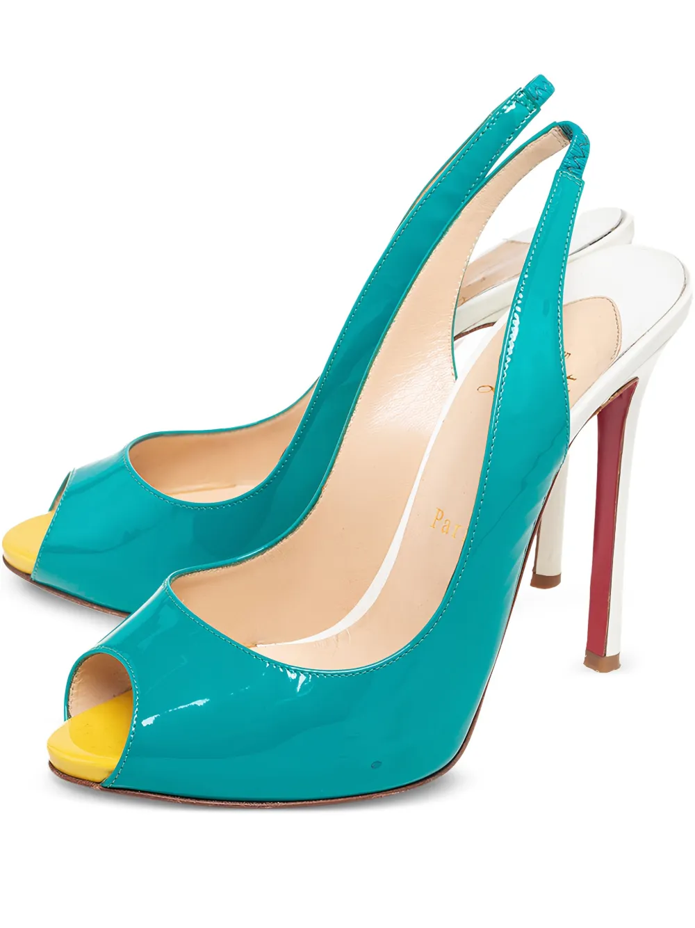 Christian Louboutin Pre-Owned 2024 100mm エナメルレザースリングバック パンプス - ブルー Christian Louboutin Pre-Owned 2024 100mm エナメルレザースリングバック パンプス - ブルー