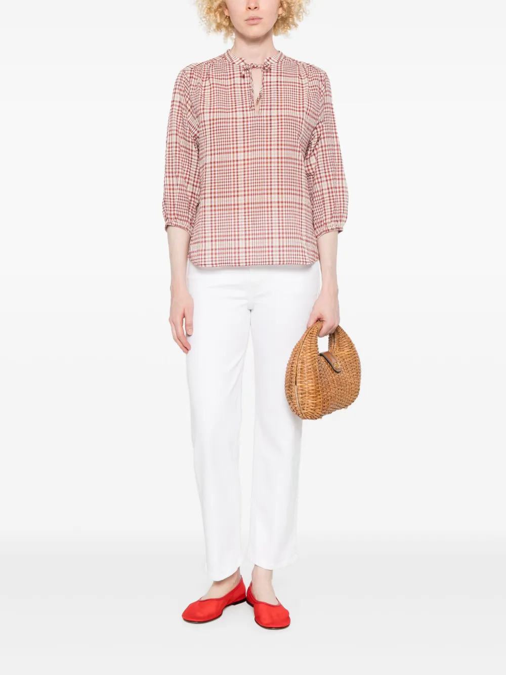 Woolrich Geruite blouse - Wit