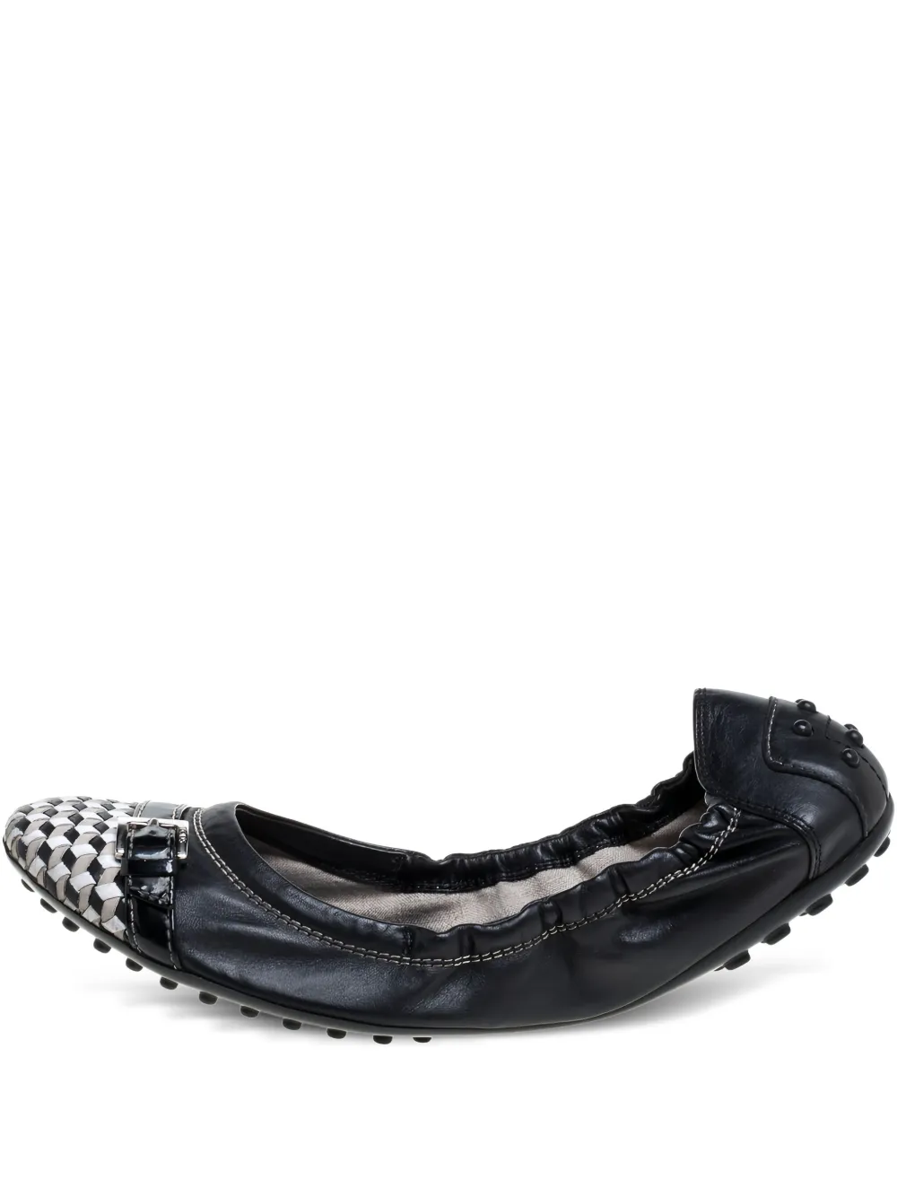 Tod's pre-owned checked-panel ballet flats | Black | Image 1