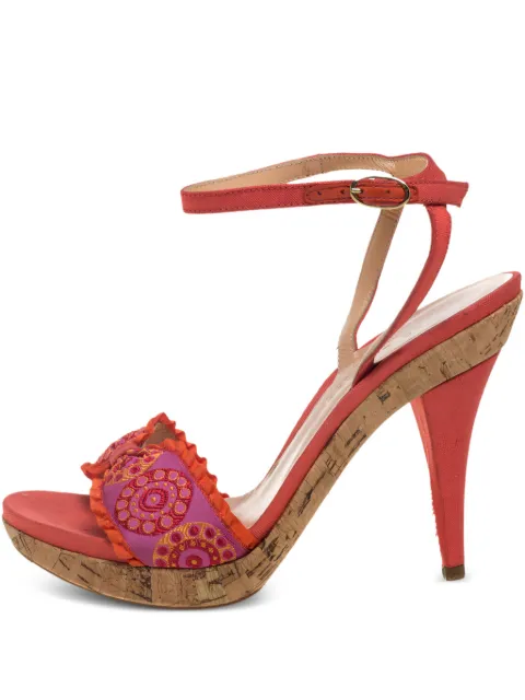 Sergio Rossi pre-owned 110mm embroidered cork-sole sandals