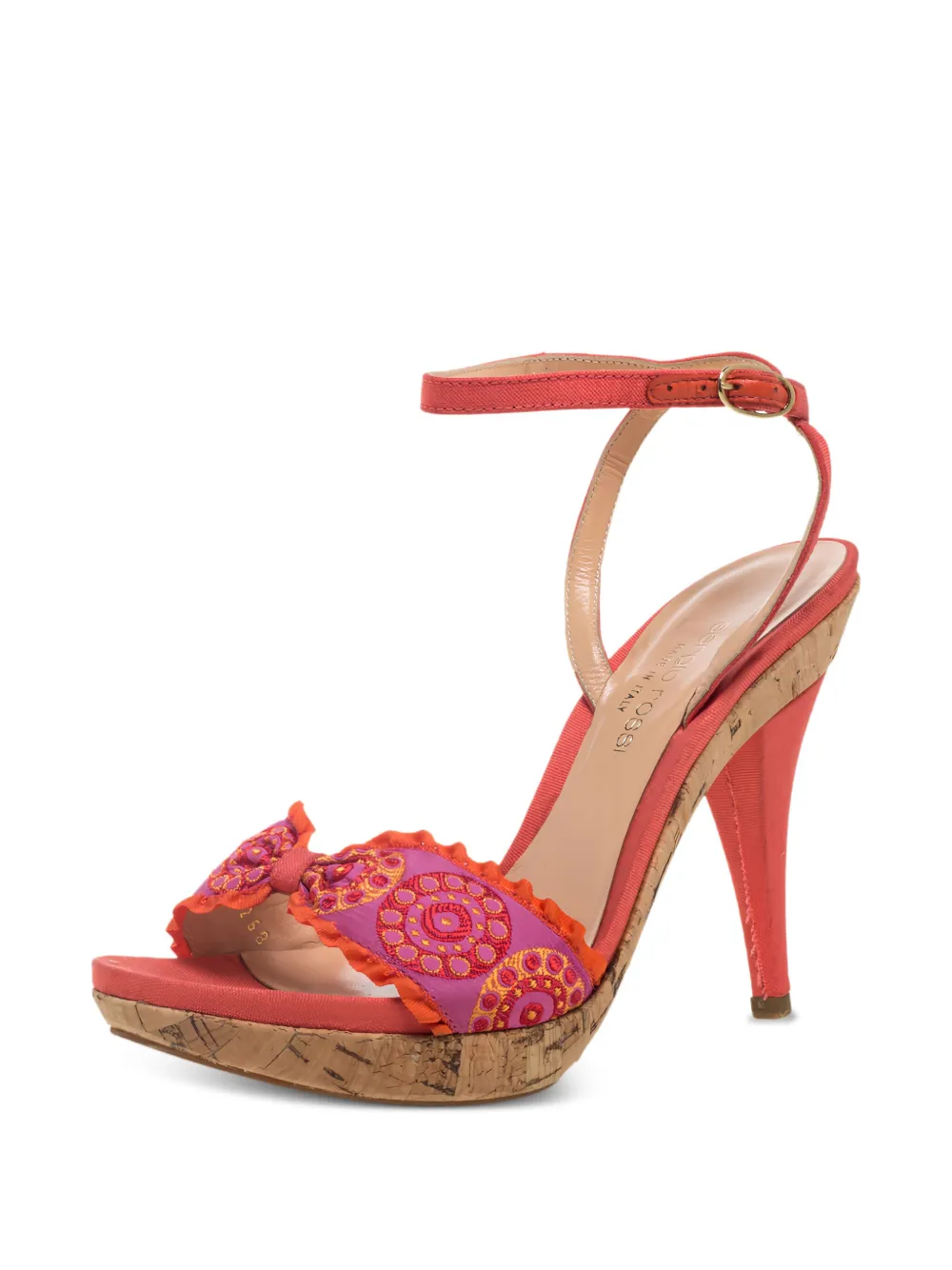 Sergio Rossi pre-owned 110mm embroidered cork-sole sandals | Image 2