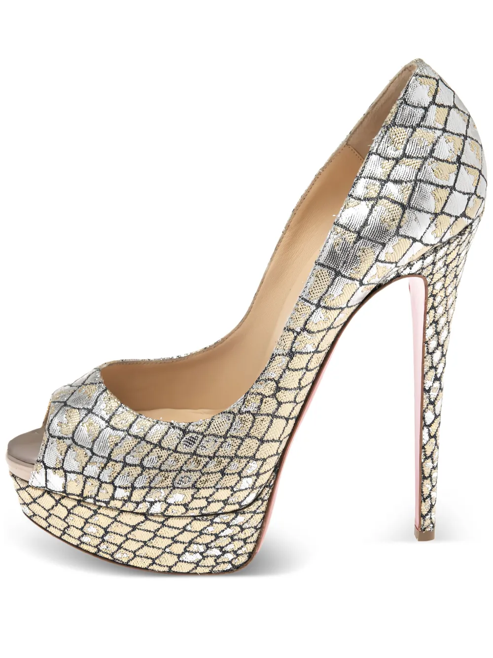 Christian Louboutin Pre-Owned Lady Peep 140mm パンプス - メタリック Christian Louboutin Pre-Owned Lady Peep 140mm パンプス - メタリック