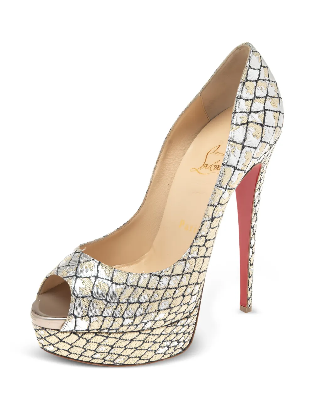 Christian Louboutin Pre-Owned 140 mm Lady Peep pumps - Metallic