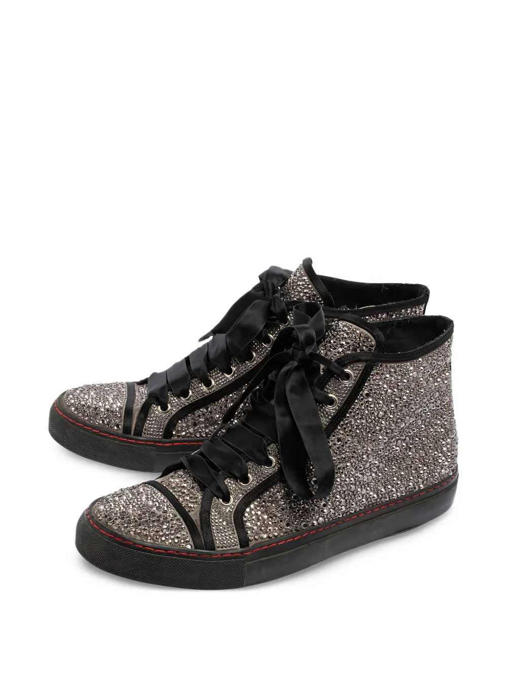 Valentino Garavani Pre-Owned High-top sneakers verfraaid met kristallen - Metallic