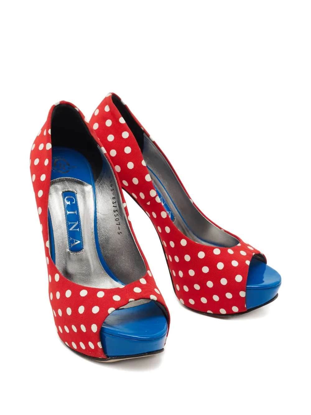 Gina 2024 pumps met plateauzool en stippen - Rood