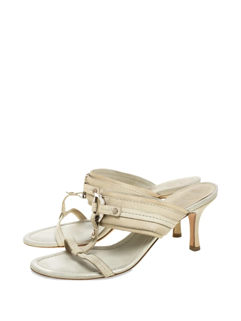 Christian Dior Pre-Owned Leren sandalen met logo - Beige