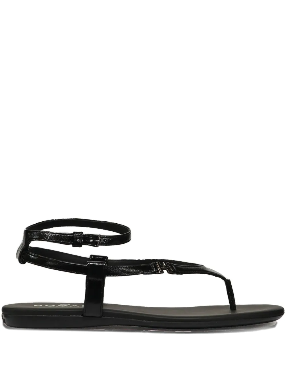 Hogan leather flat sandals Zwart