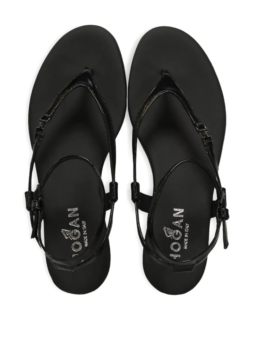 Hogan leather flat sandals Zwart