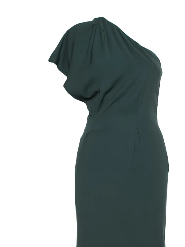 fendi one shoulder dress Fendi Pre-Owned one-shoulder Ruched Maxi Dress | Green