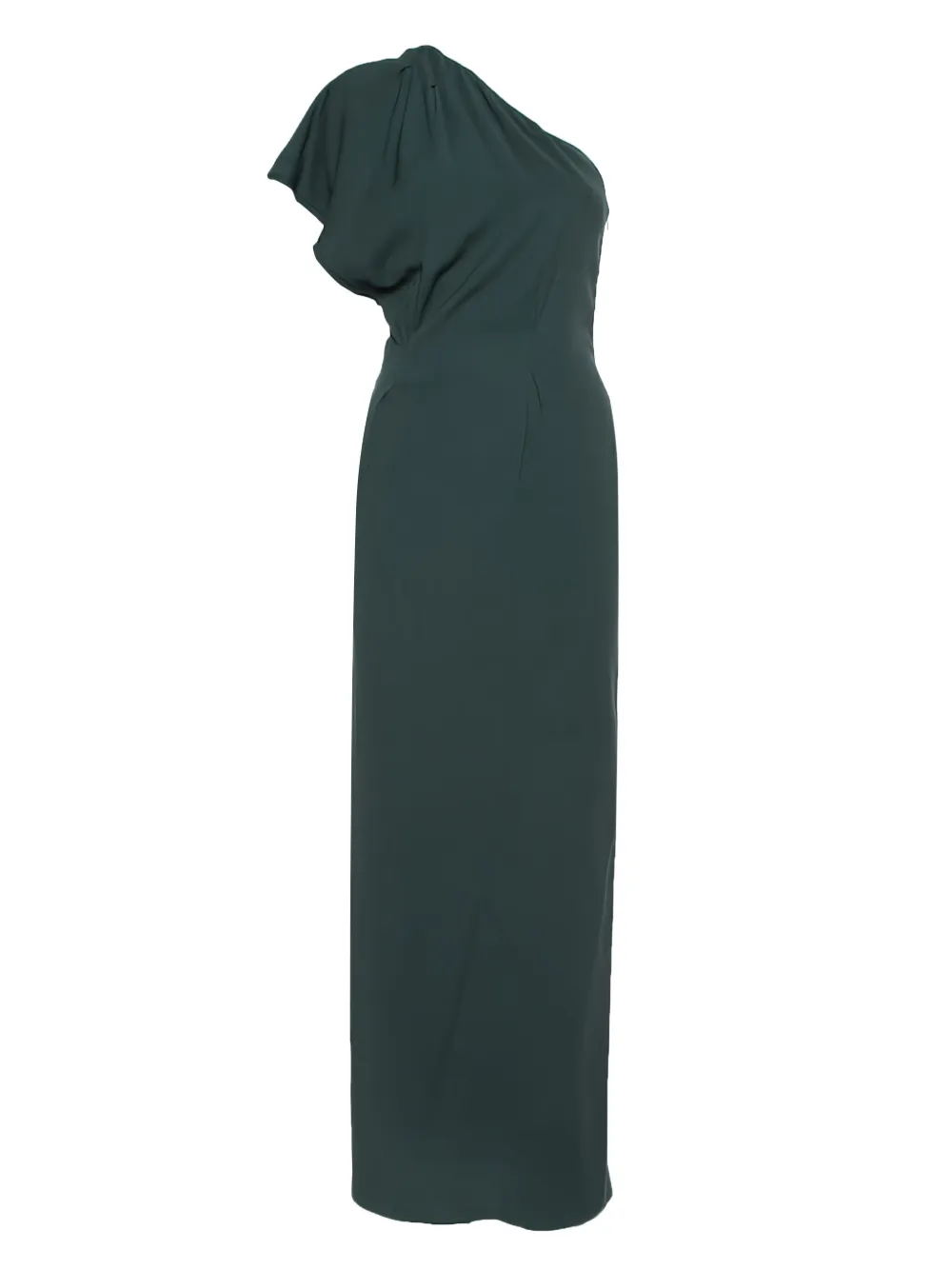 Pre-owned Fendi One-shoulder Ruched Maxi Dress In Green