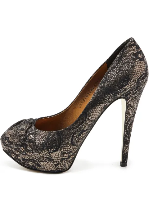 Gina lace-embroidered platform heels
