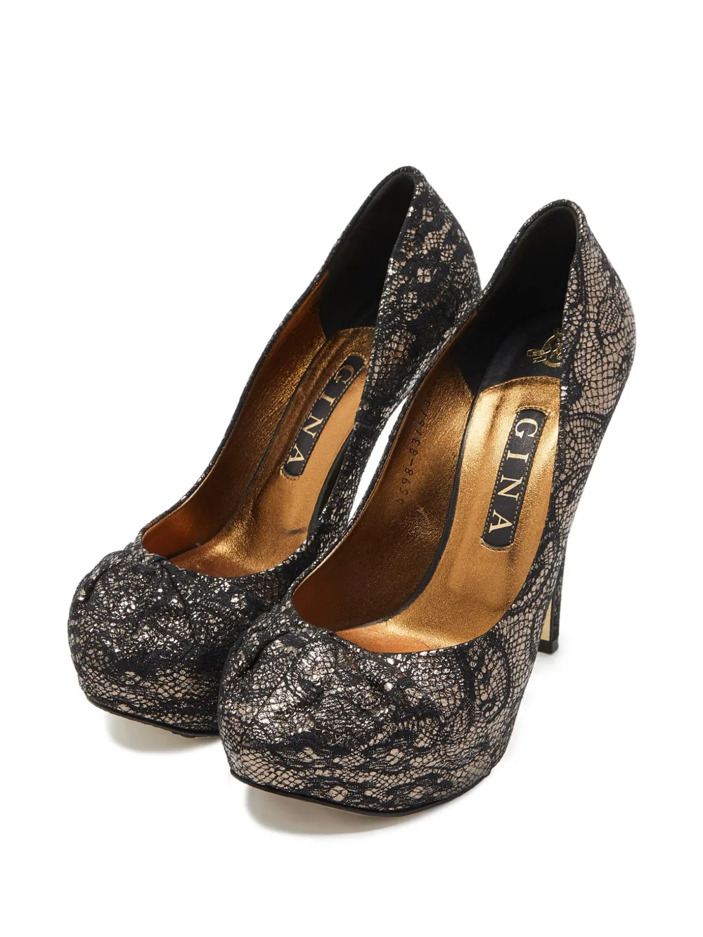 Gina lace-embroidered platform heels | Image 2