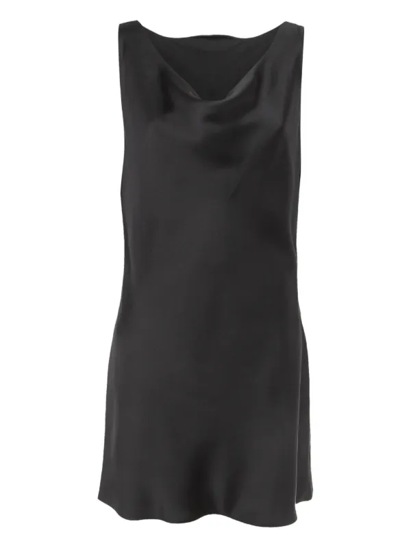 asymmetrical cowl neck slip dress Draped Asymmetric Cowl-Neck Dress XL / Green / Polyester