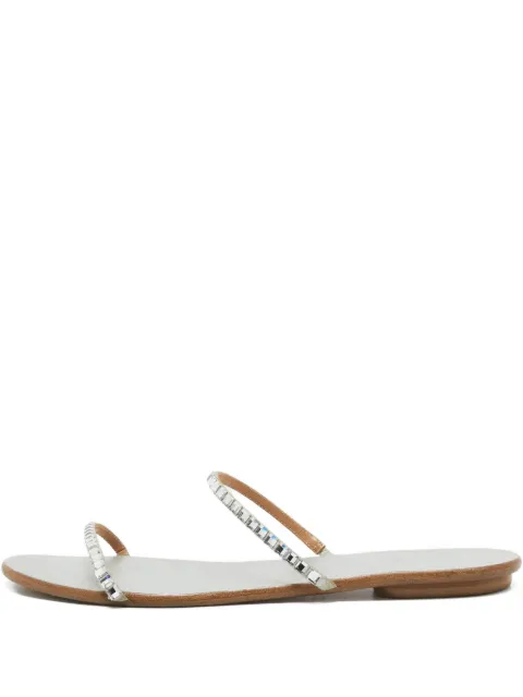 Aquazzura Pre-owned crystal-embellished leather flat sandals