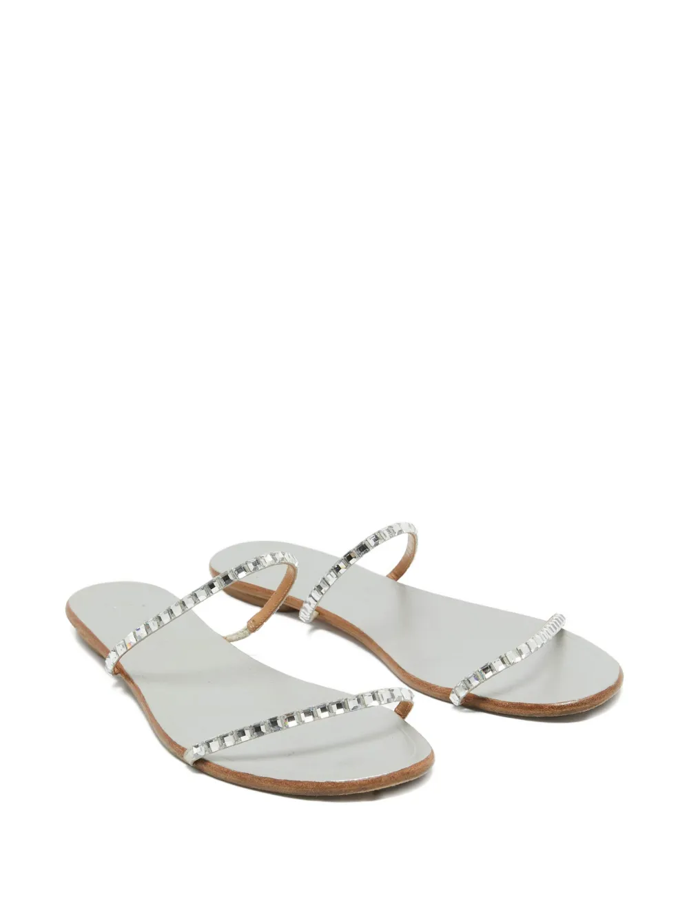 Aquazzura Pre-owned platte leren sandalen verfraaid met kristallen - Zilver