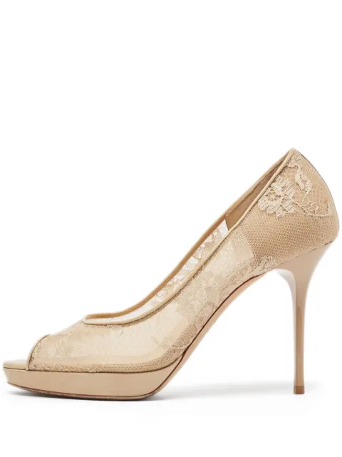 Jimmy Choo Pre-Owned escarpins en dentelle fleurie à bout ouvert 105 mm