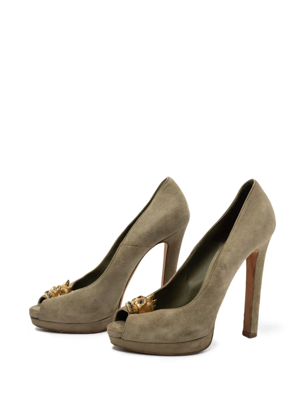 Alexander McQueen Pre-Owned 140 mm pumps met doodskop-applicatie - Groen