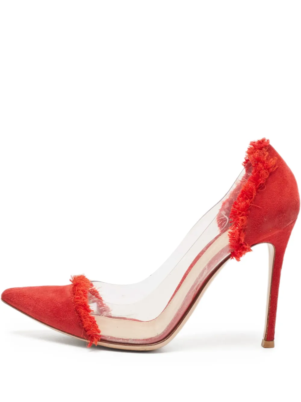 Gianvito Rossi pre-owned 110mm Plexi frayed pointed-toe pumps | Red | Image 1