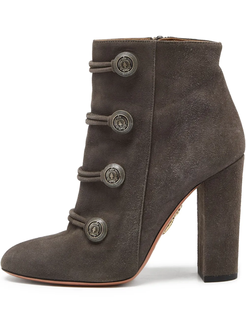 Aquazzura pre-owned 100mm button-embellished ankle boots | Grey | Image 1
