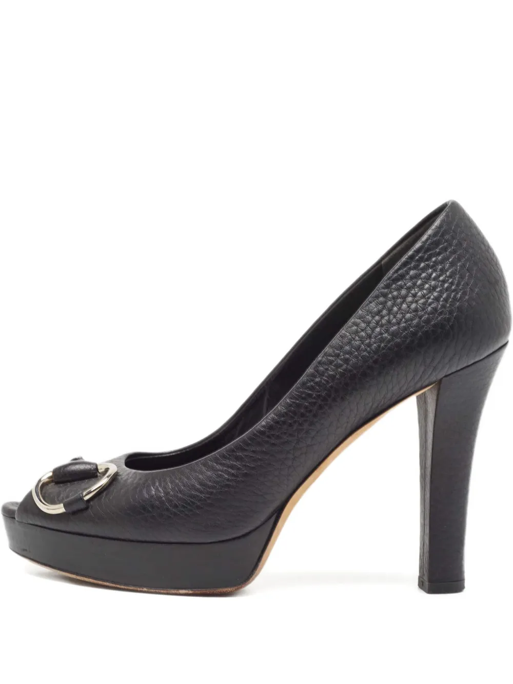 Pre-owned Gucci Leather Peep-toe Platform Pumps
