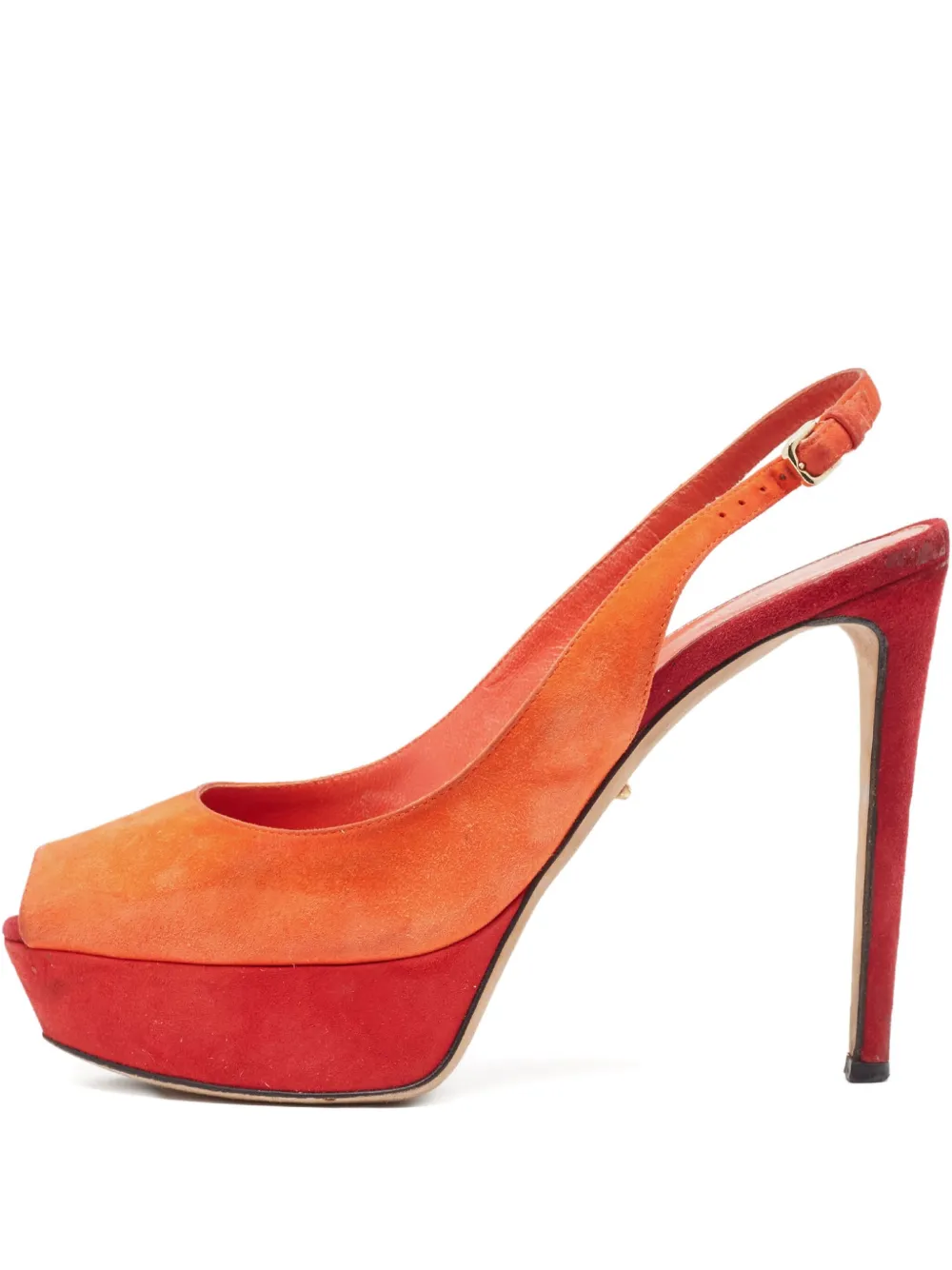Pre-owned 110mm suede platform slingback pumps