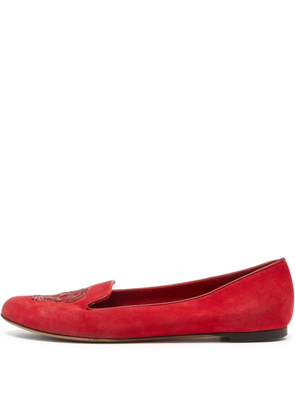 Alexander McQueen Pre-Owned skull-embroidered slippers | Red | Image 1
