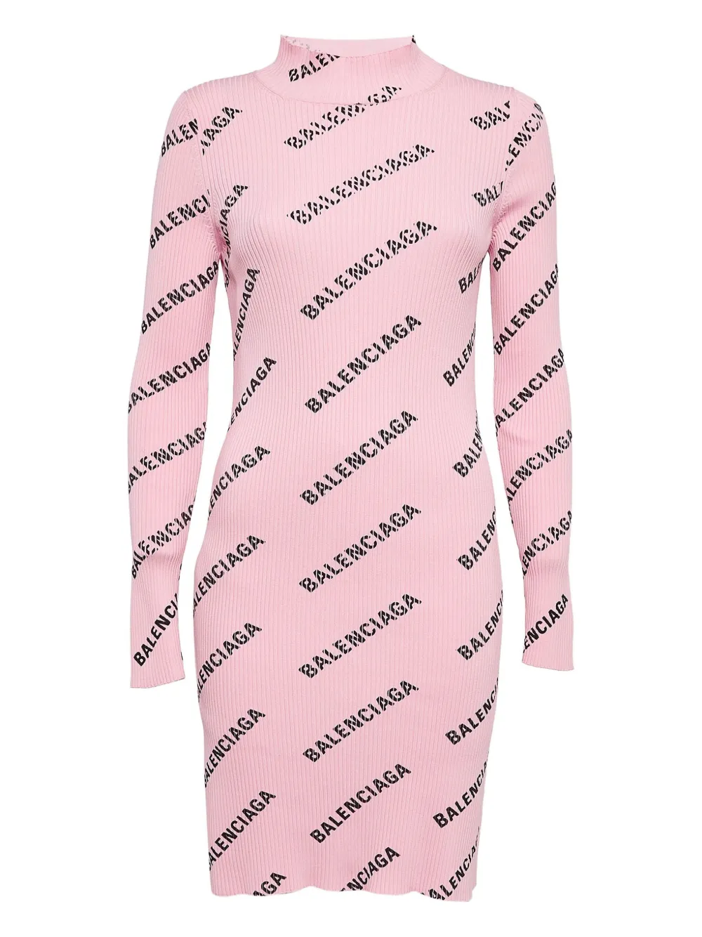 Balenciaga Pre-Owned 2020s ribbed-knit logo-print dress | Pink | Image 1