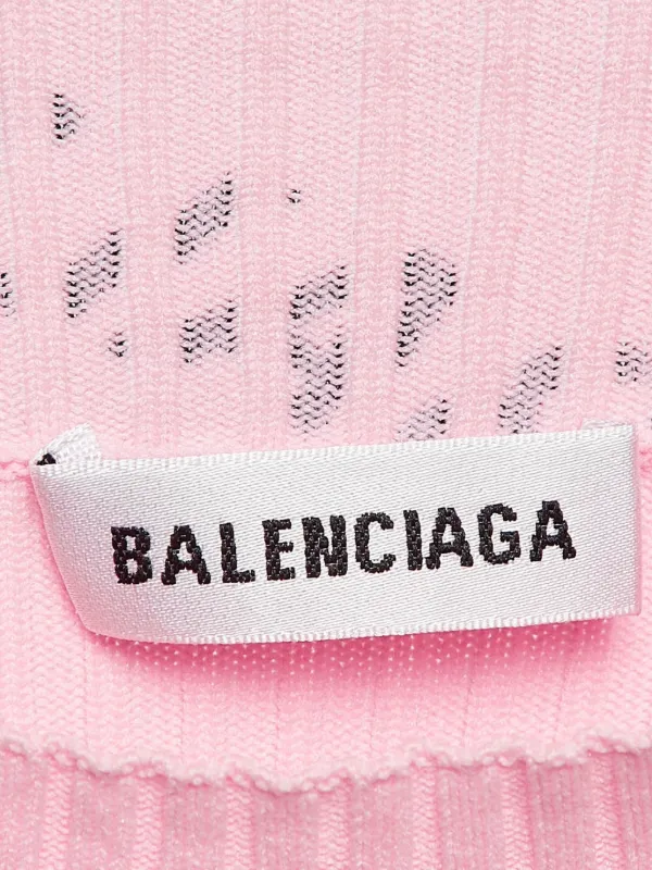 Balenciaga 2020s Ribbed-knit Logo-print Dress - Pink