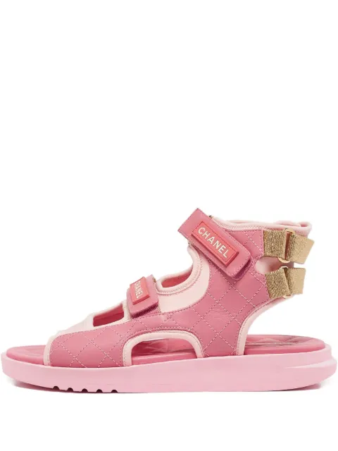 CHANEL Pre-Owned logo-patch flat sandals