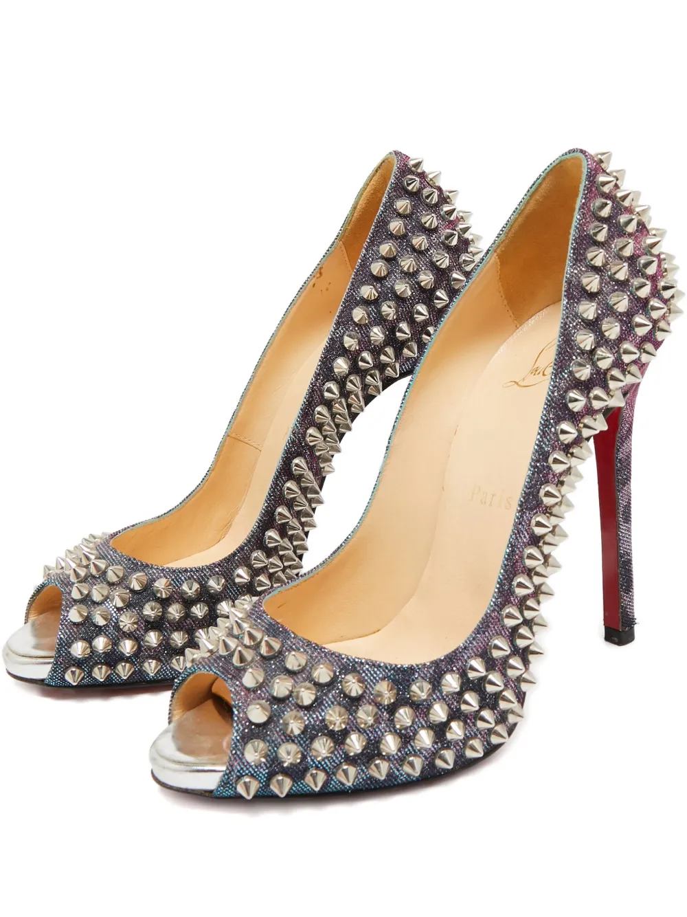Christian Louboutin Pre-Owned 115mm glitter spikes pumps - ブルー Christian Louboutin Pre-Owned 115mm glitter spikes pumps - ブルー
