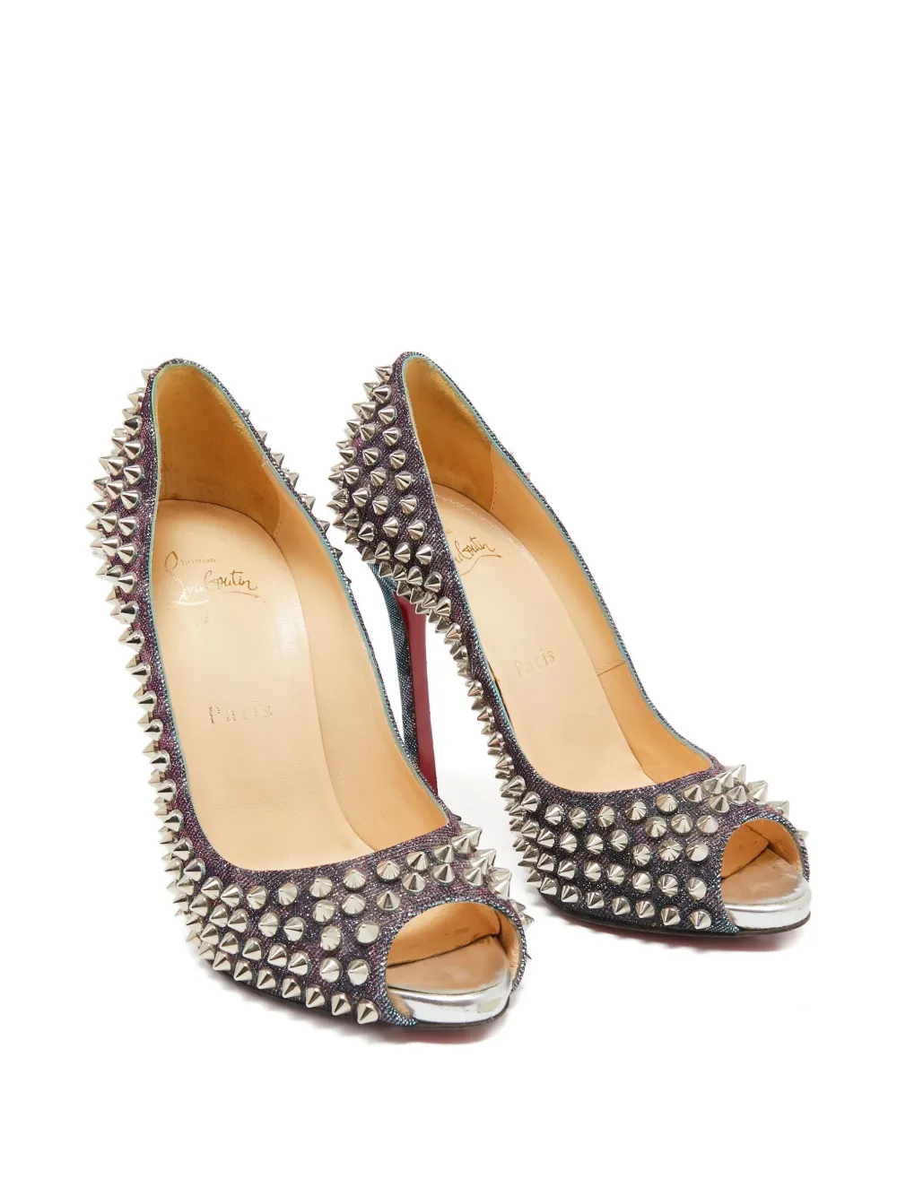 Christian Louboutin Pre-Owned 115 mm pumps met glitters en spikes - Blauw