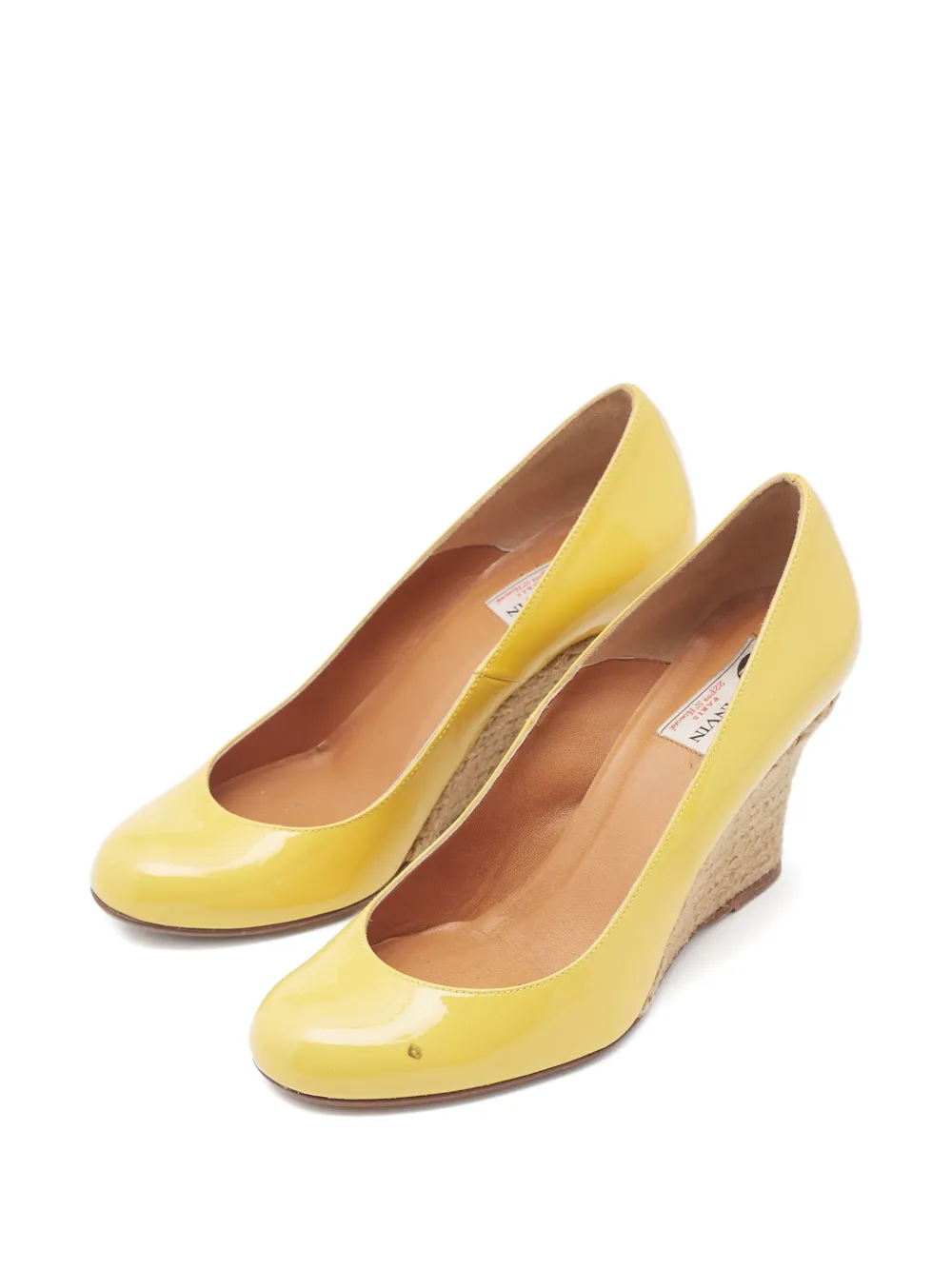 Lanvin Pre-Owned 85 mm lakleren espadrilles met sleehak - Geel