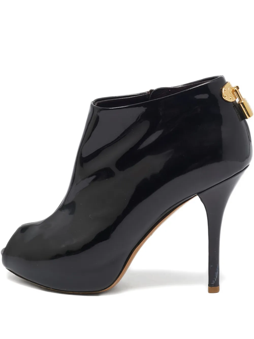 Pre-owned Louis Vuitton 100mm Oh Really! Patent Leather Peep-toe Ankle Boots