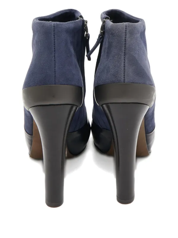 Fendi Pre-Owned 110mm Suede Leather Ankle Boots Blue FARFETCH JO