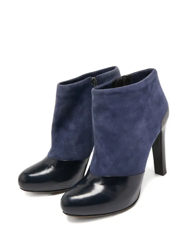Fendi Pre-Owned 110mm Suede Leather Ankle Boots Blue FARFETCH JO - Main Image