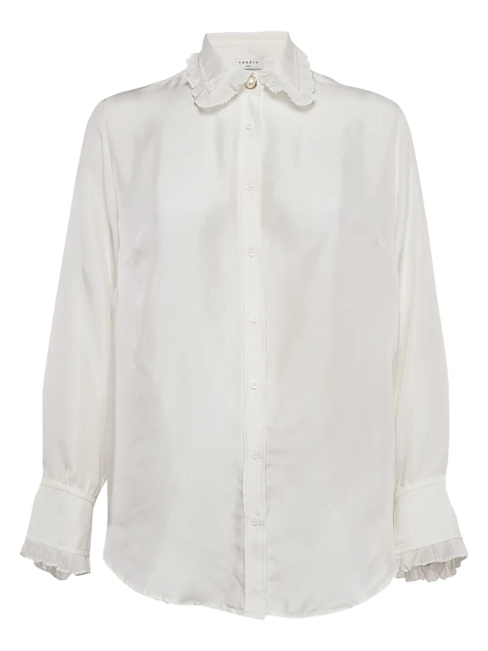 SANDRO pre-owned ruffled-collar buttoned shirt | White | Image 1