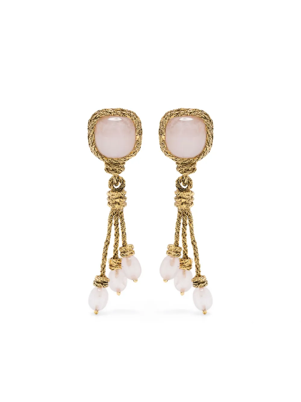 Aurelie Bidermann MIKI ROSE QUARTZ EARRINGS | Gold | Image 1