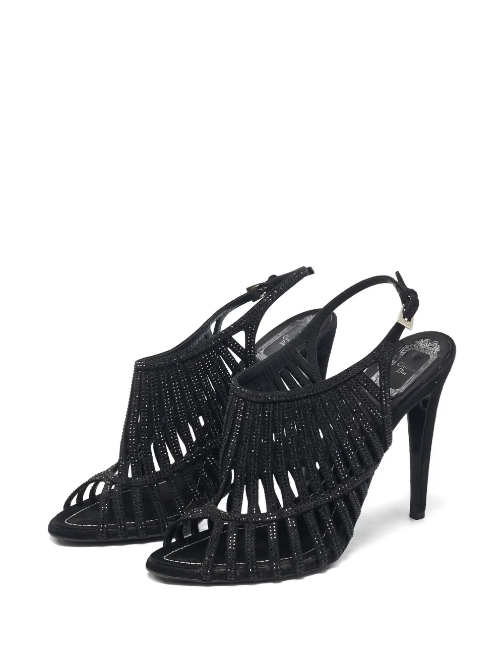 Christian Dior Pre-Owned Sandalen verfraaid met kristal - Zwart