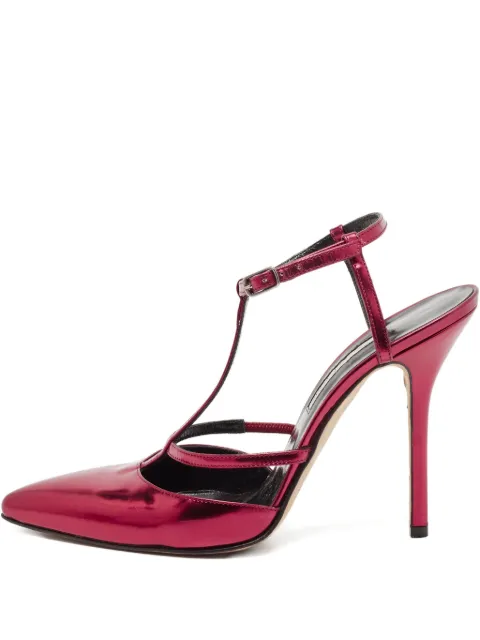 Oscar de la Renta Pre-Owned 110mm leather T-Strap pumps