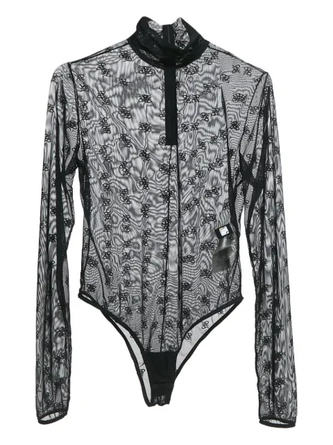 Fendi Pre-Owned FF Karligraphy tulle bodysuit