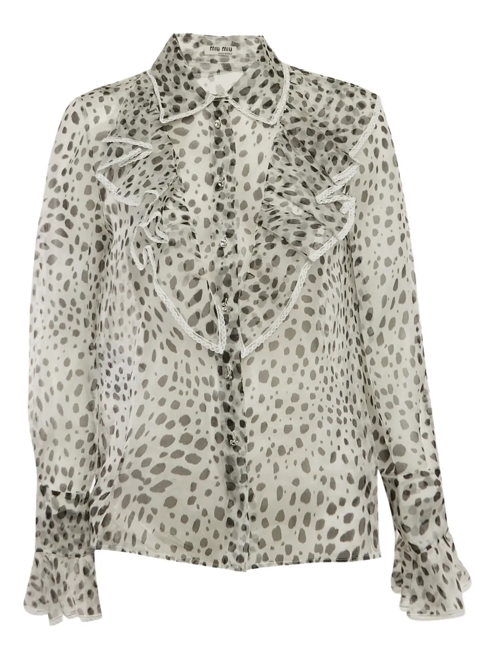 Miu Miu Pre-Owned 2024 ruffled-trim blouse | White | Image 1