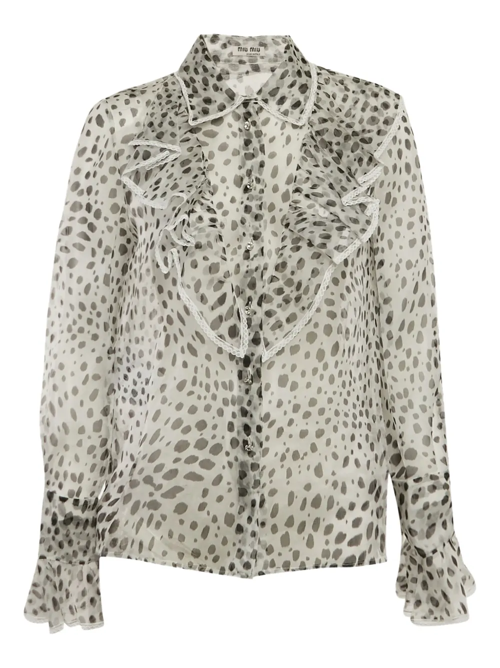 Miu Miu Pre-Owned 2024 ruffled-trim blouse | ホワイト | Image 1